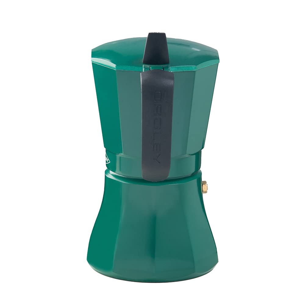 Oroley Petra Italienische Kaffeemaschine für 9 Tassen | Edelstahlboden | geeignet für Induktion, Glaskeramik, Feuer und Gas | Traditioneller Stil | Grün
