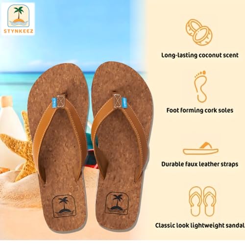 Coconut Infused Unisex Sandals – Ultra Soft Cushion Footbed with Arch Support, Faux Leather Straps, Coconut Scent Soles, Sandals for Beach & Casual Wear | Foot Forming Comfort Cork4