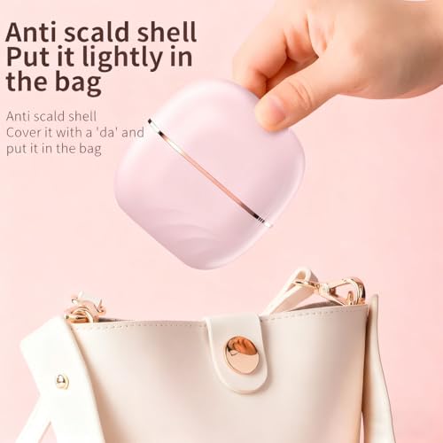 Plancha de pelo portátil mini, peine planchador para mujeres, plancha sin cable recargable, calentamiento rápido con tres controles de temperatura (rosa) miniatura 4