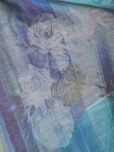 Image of SIRIL Women's Linen Digital Printed Saree With Unstitched Blouse Piece