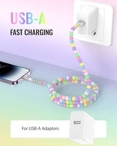 Câble USB A pour iPhone 11 12 13 14 cordon de charge rapide perles iMangoo