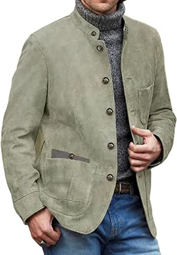 Mens Suede Leather Blazer Dress Coat Dinner Party Wedding Suit Jacket with Lapel2
