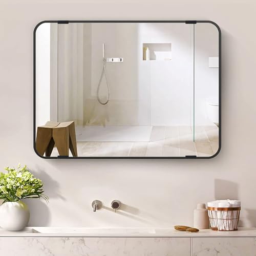 Image of MY MIRONEY 12PCS Black Stainless Steel Mirror Clips 1 /4 Inch Wide Channel Mirror Holder Clip Hardware Wall Mounted irror Hanger Clips with Screws and Foam Pads for Mirror Picture Frame