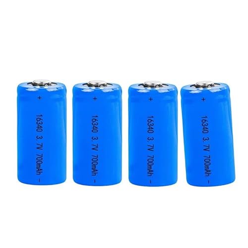 GHERTFPY 3.7V 700mAh 16340 Rechargeable Battery 4Pcs Button Top Battery for Headlamp,LED