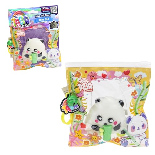 Bizak TABA World Squishy blanditos, Oso Panda, Juguetes con función, perfumado,Brilla en la Oscuridad,Accesorios y bolsita transportable,Cascabel y mosquetón,9 para coleccionar,+5 años (64525000-5)