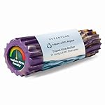 Oceanfoam Ripple Travel Foam Roller (11" x 3.35") Firm Mini Foam Roller for Physical Therapy, Deep Tissue Massage, Back Pain - High Density, Wave Textured - Yoga (Purple, Gold & Natural Marbled)