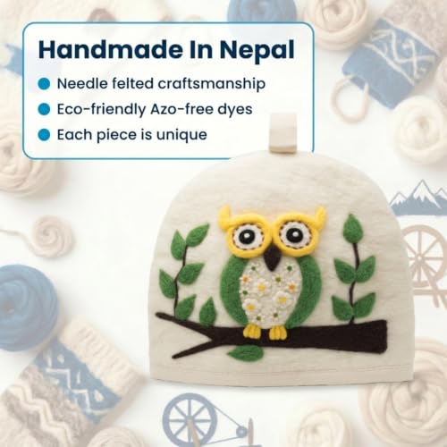 Image of Glaciart One Wool Teapot Cozy Kettle Cover | Dome Shaped Large Tea Cosy, Kettle or French Press | Handmade & Needle Felted from Natural Wool | Warms Up to 2 Hours | Great as Gift