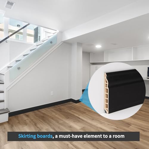 Image of Art3d High Impact Baseboard Wall Molding Trims, Skirting Board, Black