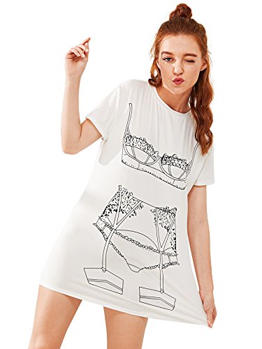 Floerns Women's Funny Lingerie Nightgown Cute Print Tshirt Sleepdress4
