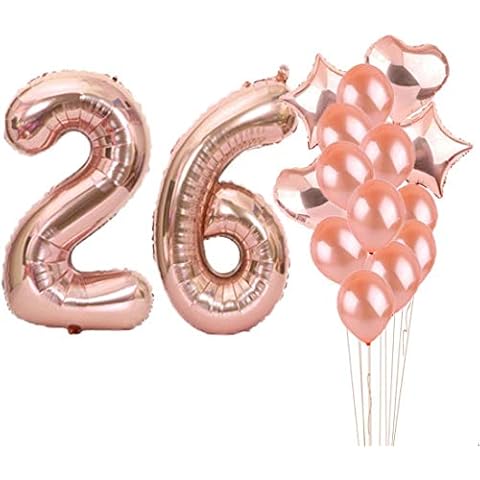26th Birthday Decorations Party Supplies,26th Birthday Balloons Rose Gold,Number 26 Mylar Balloon,Latex Balloon Decoration,Great Sweet 26th Birthday Gifts for Girls,Photo Props Cover