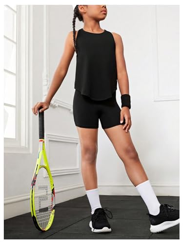Image of BEAUDRM Girl's 2 Piece Workout Outfits Crop Top and Shorts Athletic Sets | Activewear Sets,Dance Sets,Tumbling Outfits,Hip Hop Dance Outfits,Cheer Practice Outfits for Girls