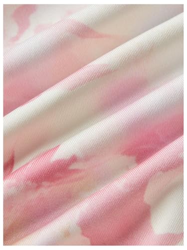 Image of SOLY HUX Women's Tie Dye Cami Dress Ruched Drawstring Cowl Neck Spaghetti Strap Bodycon Mini Dresses Multicoloured Floral Large