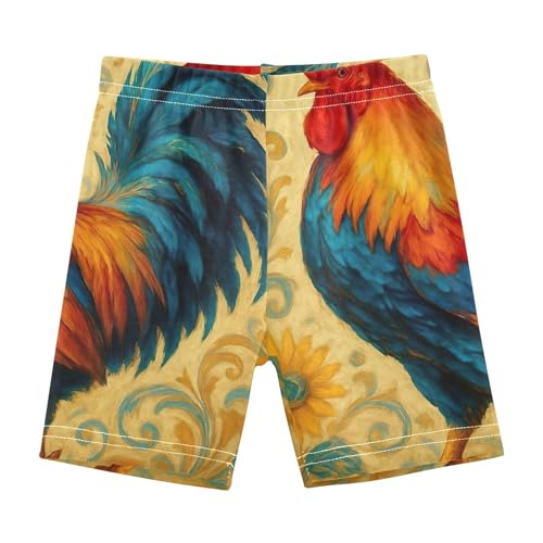 Toddler Girl Biker Shorts Cotton Shorts Under Dress Cartoon 4t Dance Clothes Farmhouse Rooster Vintage