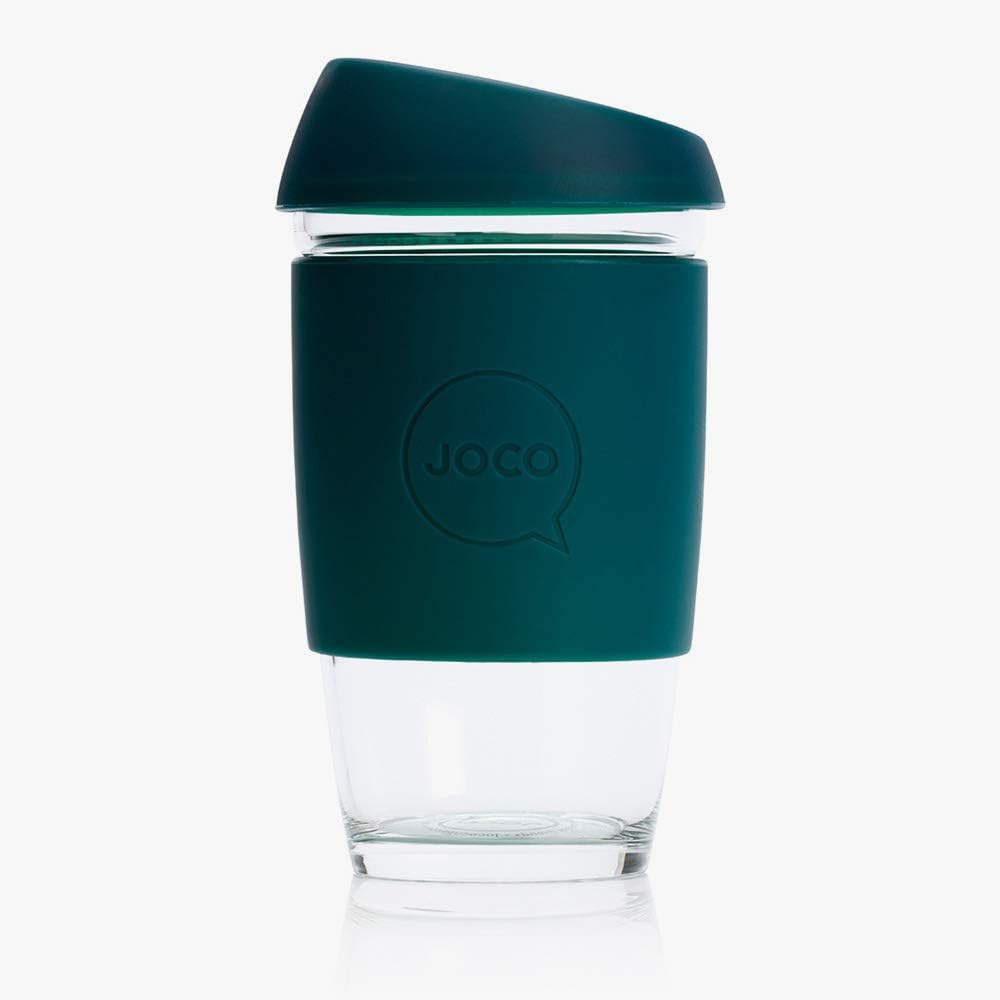 JOCO 16oz Glass Reusable Coffee Cup (Deep Teal)