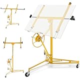 Drywall Lift 11FT, 150lb Capacity Heavy Duty Sheetrock Hoist w/Telescopic Arm & Locking Wheels, Steel Panel...
