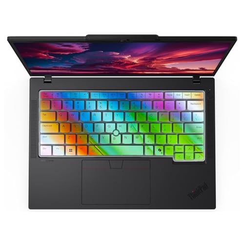 Colorful Keyboard Cover for 2025 2024 New 14\" Lenovo Thinkpad L14 P14s T14 T14s Gen 6/Gen 5, Thinkpad E14 Gen 7 14 Inch Laptop, ThinkPad 14 inch Laptop US Layout Silicone Keyboard Protective Skin - Thumbnail 3