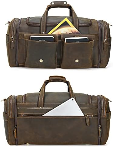 Polare 23" Expandable to 29'' Duffel Retro Thick Full Grain Cowhide Leather Gym Weekender Overnight Luggage Bag For Men 5 Polare 23" Expandable to 29'' Duffel Retro Thick Full Grain Cowhide Leather Gym Weekender Overnight Luggage Bag For Men