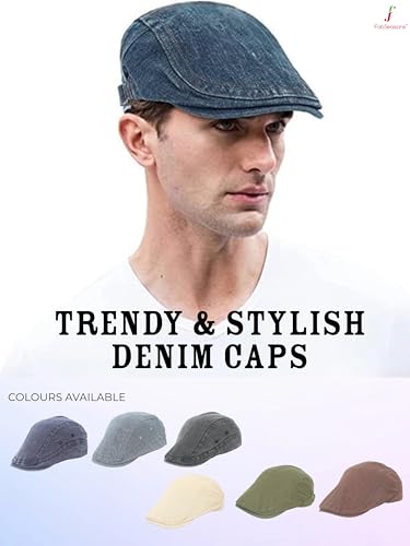 Image of FabSeasons Cotton Ivy Flat Golf Cap - Classic Newsboy Gatsby Hat for Men