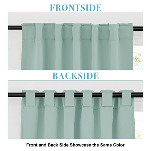 Image of RYB HOME Small Window Curtains - Blackout Insualting Privacy Curtains for Kids Bedroom Kitchen Bathroom Basement Cafe Cabinet Tiers Drapes, 34 Width x 30 Length, 2 Panels, Aqua