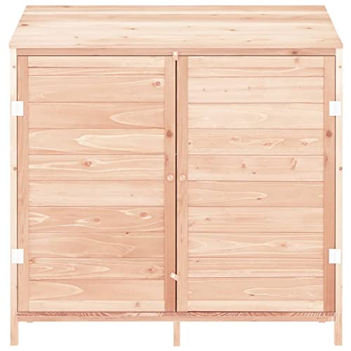 Bopdu Garden Shed Garden Log Store Tool Shed Wooden Outdoor Garden Storage Shed With Roof and 2 Doors, Lockable Gardening Tool Storage, Garden Storage Furniture 102x52x112 cm Solid Wood Fir - Image 3