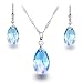 Produktbild Schöner SD Schmuckset 925 Silber mit Marken Kristall Tropfen Aquamarin blau
