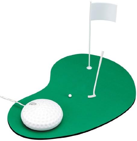 Golf Mouse Optical Mouse with Green Pad Flag Putter Golf Ball- Great Gift for Men - Play Golf on Desktop