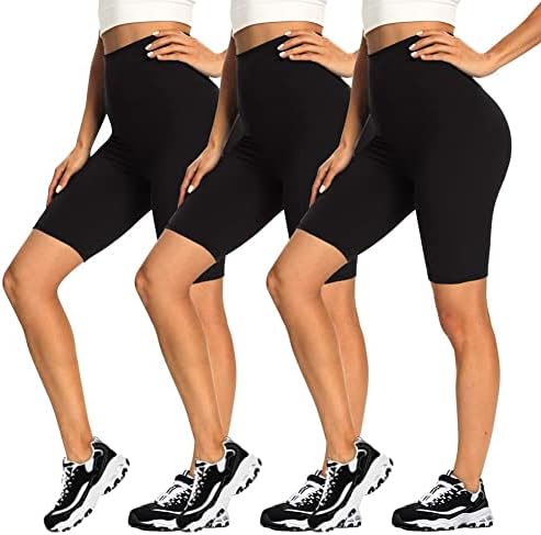 GAYHAY 3 Pack Biker Shorts for Women – 8″ High Waisted Tummy Control Workout Shorts for Athletic Running Cycling Yoga