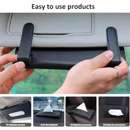 Auto Tissue Halter, Auto Serviettenhalter, Taschentuchbox, Sonnenblende Taschentuchbox Halterung, Sonnenblende Serviette Halter, Schwarz