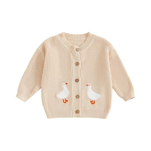 Toddler Baby Boy Girl Goose Cardigan Oversized Long Sleeve Button Down Chunky Knit Sweater Kid Fall Winter Photoshoot Clothes