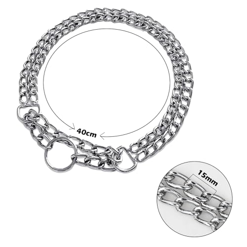 Duronge Kettenhalsband Hund, Edelstahl Hundehalsband, Verstellbare Hundekette mit Sicherer Schnalle, Hundehalskette Halsumfang 50 cm, Ø 2,5 mm, Hunde Kette zum Hundetraining
