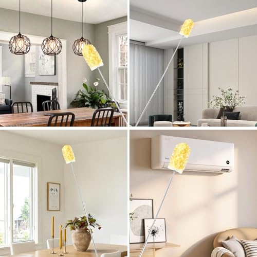 Image of Duster Refills,Static Dust Removal Brush Disposable Replacement Head Compatible with Swiffer Duster Refills for Electronics, Furniture, Blinds, Ceiling Fans (Yellow, 30 Refills+1 Extension Pole)