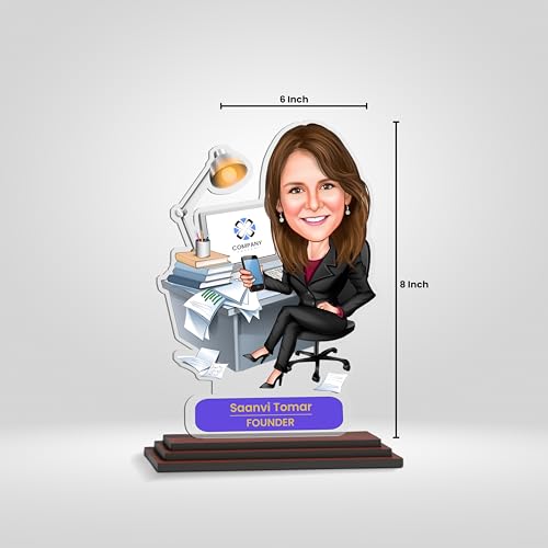 Image of SAVRI Personalized Caricature for Lady Boss-Customized Picture Caricature Standee with Name Funny & Quirky Corporate Gift | Female Boss, Madam, Manager, Senior, Birthday, Farewell & Office Desk Gifts
