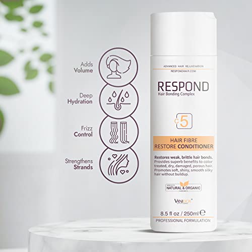 Vanidox Respond Hair 5 Professional Hair Fiber Restore Conditioner For Color Treated Hair, Restores Weak And Brittle Hair Bonds, Made In Usa 8.5Oz #TOP1
