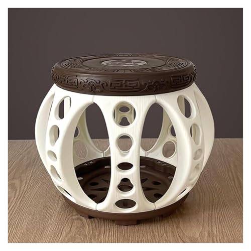 MUZIT Taburete de jardín, taburete de cerámica, taburetes decorativos Chinoiserie, taburete de tambor de cerámica esmaltada con diseño de flores y pájaros, perfecto para sala de estar, balcón (blanco