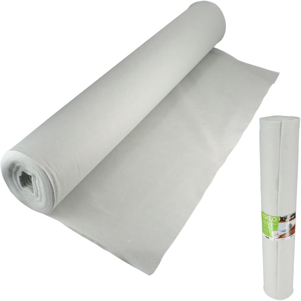 Oxeo Toile géotextile Longueur 30Mx1M Blanc - Densité 150g/m² - Indéchirable - Anti-Mauvai