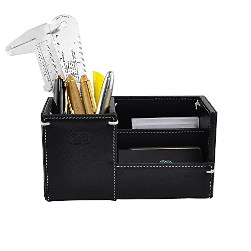 Kit para Mesa de Escritório AQUILA em Couro (Preto)