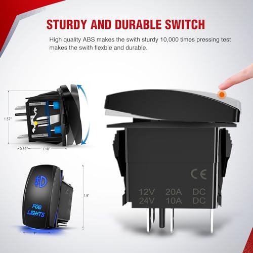 Image of Nilight 16AWG Heavy Duty Wiring Harness Kit - 12V 5PIN Rocker Switch Relay Blade Fuse Socket Connector - Compatible with 9005 9006 9140 9145 HB3 H10 Fog Light Bulbs