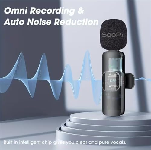 Image of SOOPII Type-C Wireless Collar Microphone for Android, Noise Cancellation Clip-On Mini Mic for YouTube, Vlogging, Reels, Interviews, Plug & Play Lavalier Mic for Video Recording, 6H Backup, 65ft Range