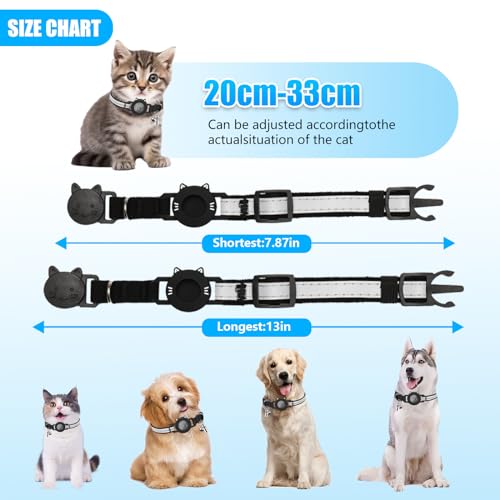 Airtag Katzenhalsband Gross Wasserdichter Halsbänder,Reflektierendes integriertes Halsband Katze mit Elastic Band,Katzenhalsband mit Sicherheitsverschluss Kompatibel mit Apple Airtag Kätzchen Welpen