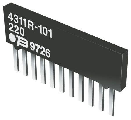 Resistor, Isolated Resistor Network, 4, 10Kohm, 2%, Sip - 4308R-102-103LF