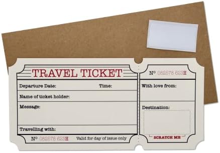 White (with Gold Shimmer) DIY Travel Ticket Vacation Holiday Surp...