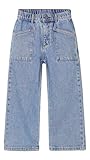 KIDSCOOL SPACE Baby Girls Boys Jeans, 12M-5T Little Kids Ribbed Waist with D-Rings Denim Pants,Light Blue,4-5 Years