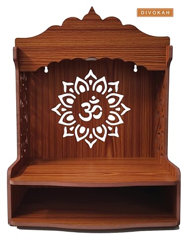 DIVOKAH Beautiful Wooden Pooja Mandir For Home/Temple For Home And Office/Puja Mandir/Puja Stand/Pooja Mandapam With Led Spot Light (8 Mm Plywood Thickness) (Wdn Led Omflv)