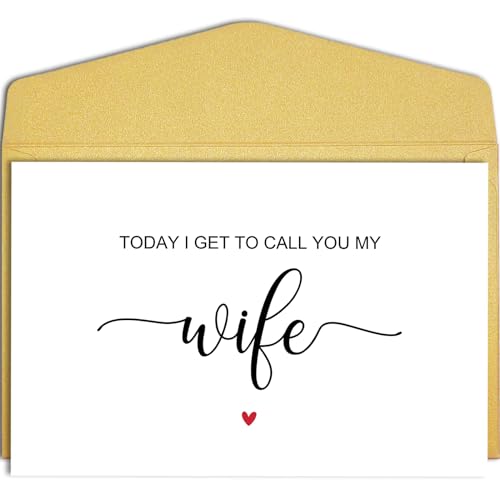 Qiliji Today I Get To Call You My Wife Wedding Day Card, To My Wife on Our Wedding Day Card, Wedding Day Vow Card for Bride, Bride Gift from Groom