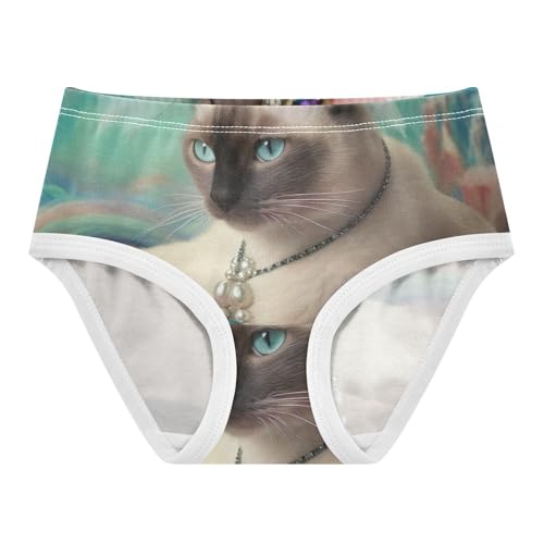 Funny Siamese Cat Toddler Girl Underwear, Cotton Underwear for Girls, 2T–8 Years