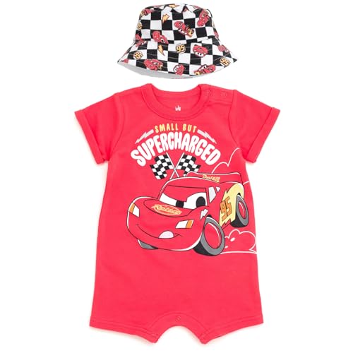 Image of Disney Baby Romper and Reversible Bucket Sun Hat Outfit Set Newborn to Infant Sizes (Newborn - 24 Months)