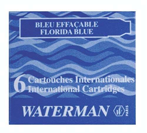 WATERMAN Lot de 6 cartouches d'encre standard Bleu Effaçable