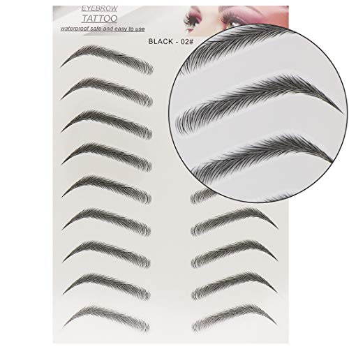 6 Sheets Eyebrow Tattoo Stickers 6D Realistic Stick-On Eyebrow Stencil Shape Waterproof Transfer Eyebrow Decal Quick Makeup Tool (Black) #TOP3