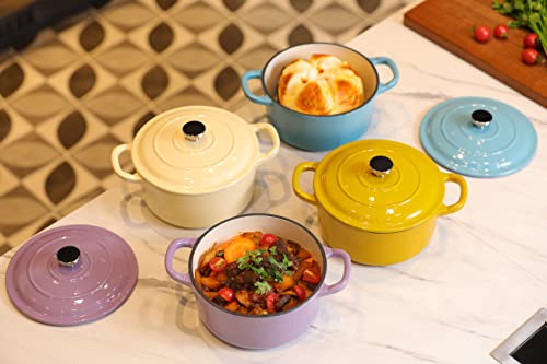 Rj Legend Cast Iron Pot, Enameled Dutch Oven With Lid, Easy To Clean, Heat Retention, 1.9 Quart, With Loop Handles, Mustard Yellow #TOP6