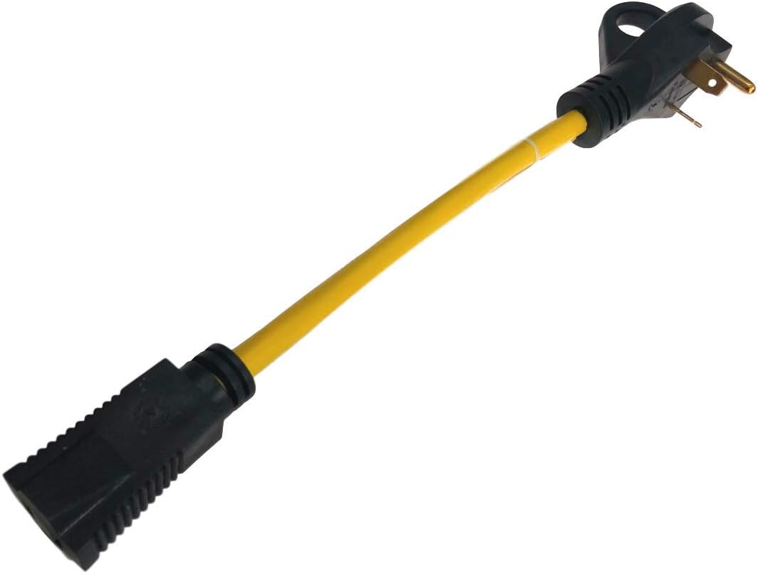 Pactrade Marine 12" RV Power Cord Dogbone Adapter 30A Male to 15A Female 12AWG/3